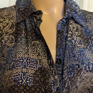 NEW! APNY size L: Silky knee-length long shirt with split sides, 3/4 sleeves